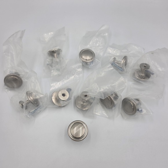 11 pc Satin Nickel Cabinet Drawer Pulls Knobs 1 1/4" Round Knob New - Picture 2 of 4